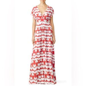 Tart Orange Printed Stripe Maxi Dress
